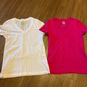 (2) express v neck tee shirts sz xs (Read Description )